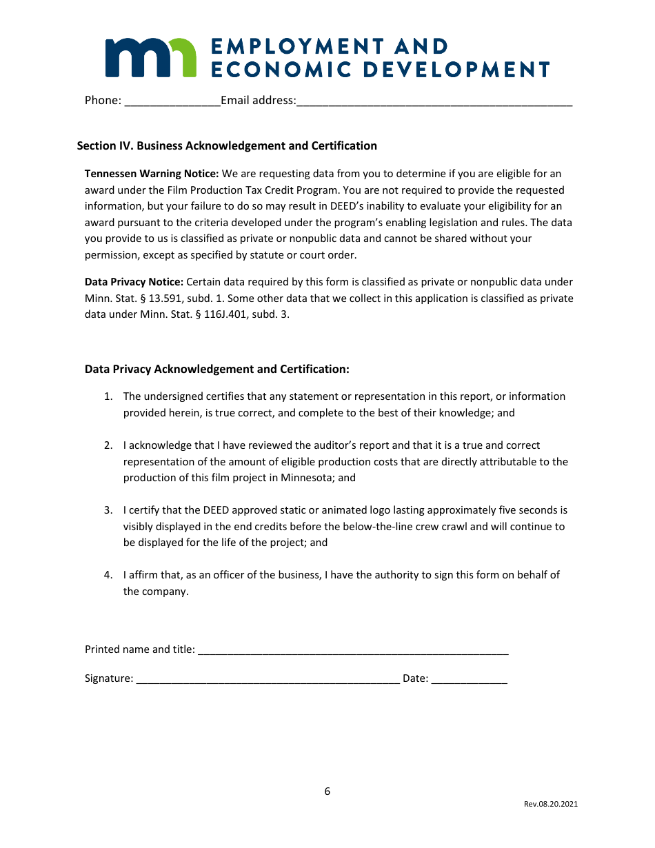 Final Production and Economic Impact Report - Film Production Tax Credit Program - Minnesota, Page 6
