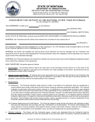 Form 120 Agreement for Deposit of Obligations Other Than Retainage - Montana