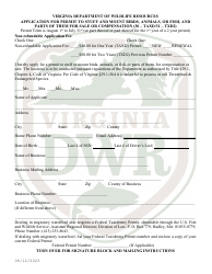 Document preview: Application for Permit to Stuff and Mount Birds, Animals, or Fish, and Parts of Them for Sale or Compensation (30 - Taxd/31 - Txd2) - Virginia