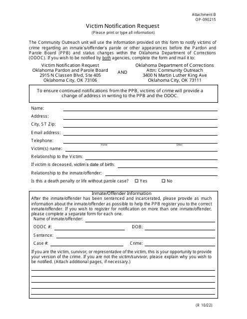 DOC Form OP-090215 Attachment B  Printable Pdf