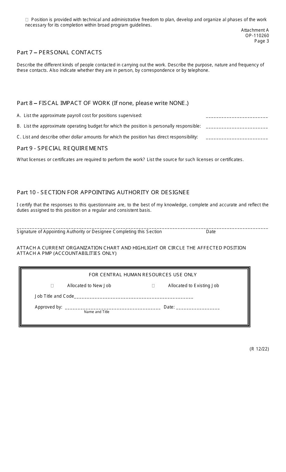 DOC Form OP-110260 Attachment A Position Description Questionnaire - Oklahoma, Page 3