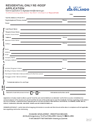 Document preview: Residential Re-roof Permit Application - City of Orlando, Florida