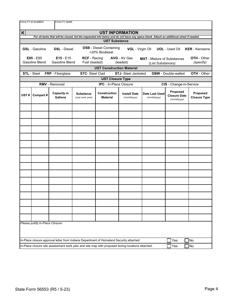 State Form 56553 Thirty (30) Day Notification of Intent to Close - Indiana, Page 4