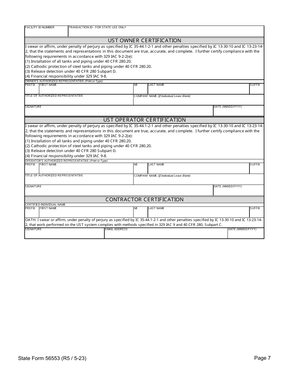 State Form 56553 Thirty (30) Day Notification of Intent to Close - Indiana, Page 7