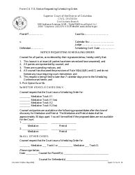 Document preview: Form CA113 Notice Requesting Scheduling Order - Washington, D.C.