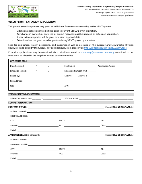 Vesco Permit Extension Application - Sonoma County, California