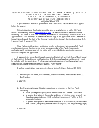 Document preview: Application of Current Cja Attorney for Continued Full Panel Membership - Washington, D.C., 2024