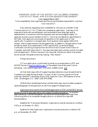 Justice Act Panel Application Reestablishment - Washington, D.C.