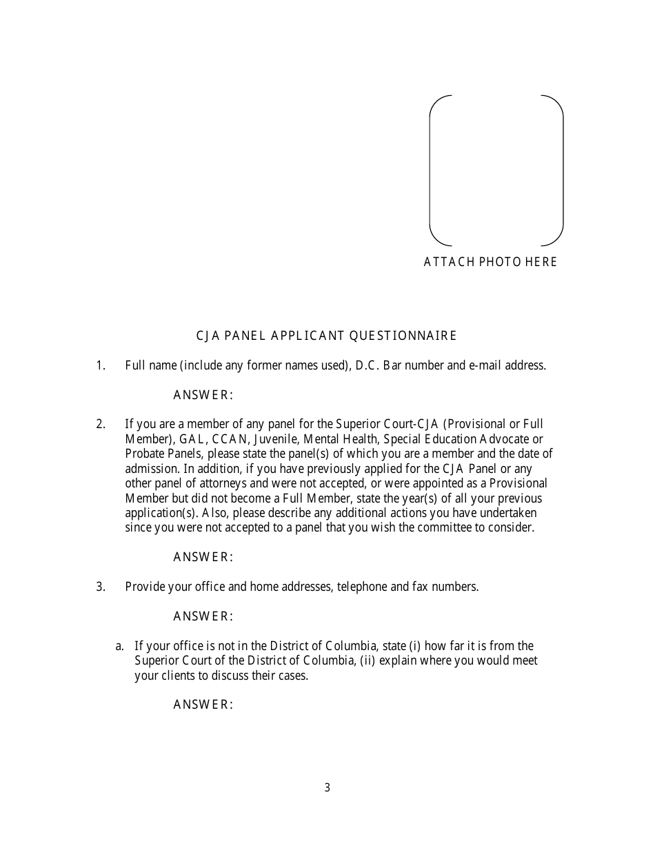 Justice Act Panel Application Reestablishment - Washington, D.C., Page 3