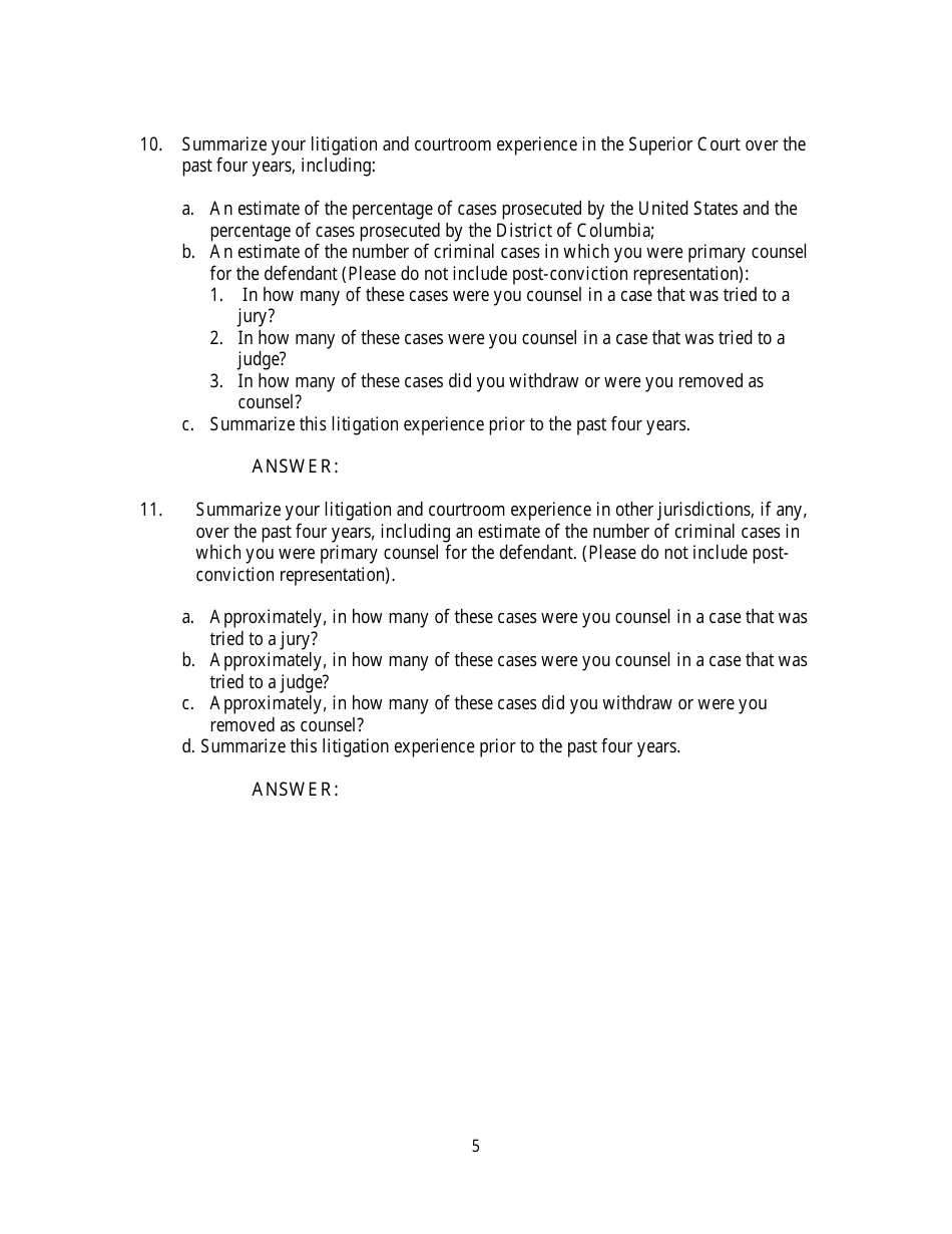 Justice Act Panel Application Reestablishment - Washington, D.C., Page 5