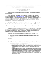 Application of Cja Provisional Attorney for Full Panel Membership - Washington, D.C.