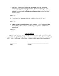 Application of Cja Provisional Attorney for Full Panel Membership - Washington, D.C., Page 3