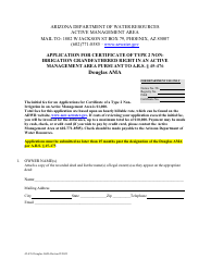 Document preview: Form 45-476 Application for Certificate of Type 2 Nonirrigation Grandfathered Right in an Active Management Area Pursuant to a.r.s. 45-476 - Douglas Ama - Arizona