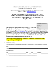 Document preview: Form 45-476 Application for Certificate of Type 1 Nonirrigation Grandfathered Right in an Active Management Area Pursuant to a.r.s. 45-476 - Douglas Ama - Arizona