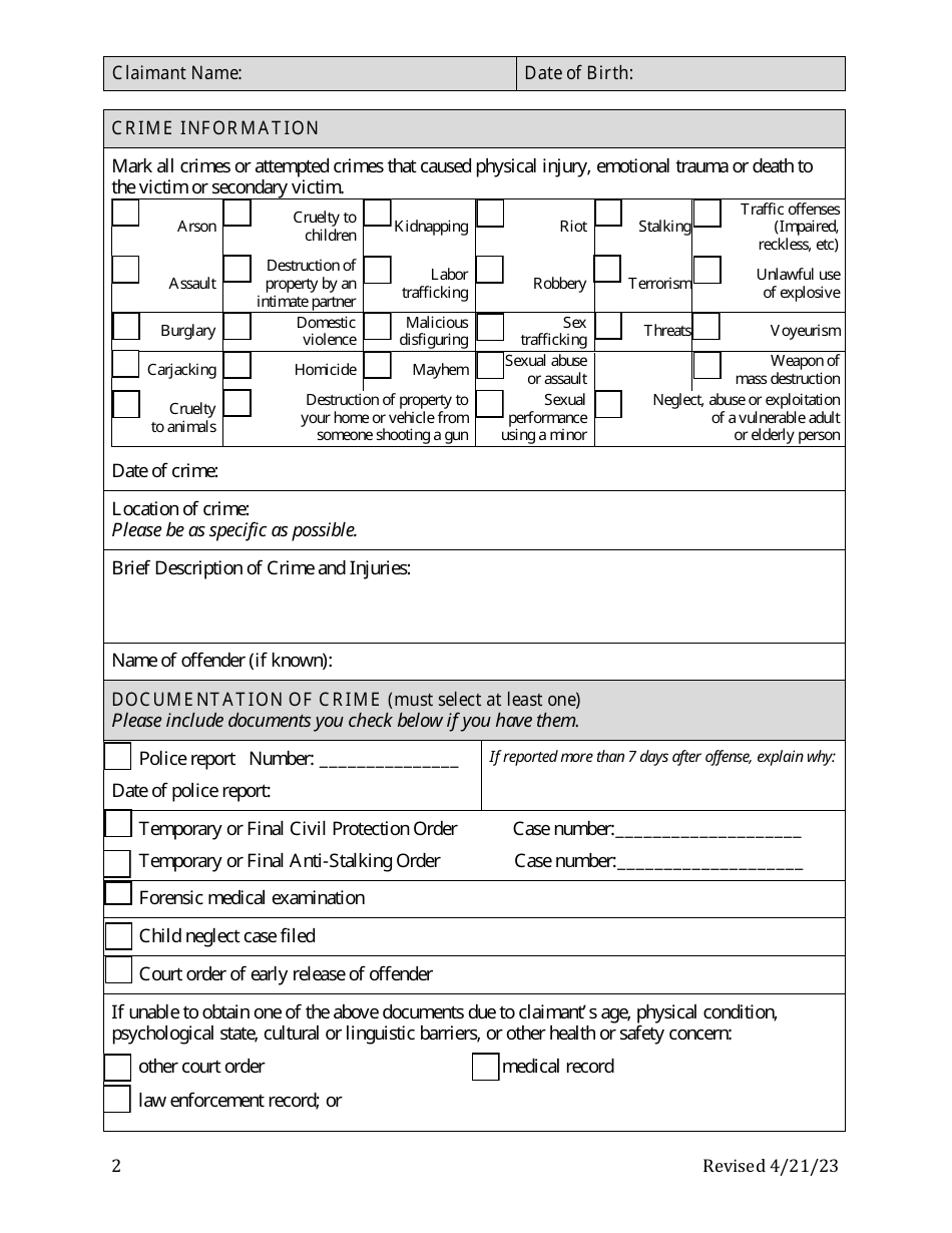 Washington Dc Crime Victims Compensation Program Cvcp Application Fill Out Sign Online 7971