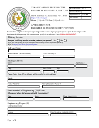 Document preview: Application for Engineer-In-training Certification - Texas