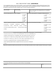 Document preview: Bullying Report Form - Anonymous - Wisconsin