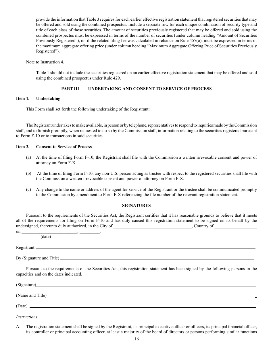 Form F-10 (SEC Form 2292) Registration Statement Under the Securities Act of 1933, Page 16