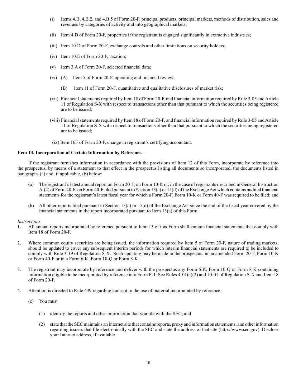 Form F-4 (SEC Form 2078) Registration Statement Under the Securities Act of 1933, Page 10