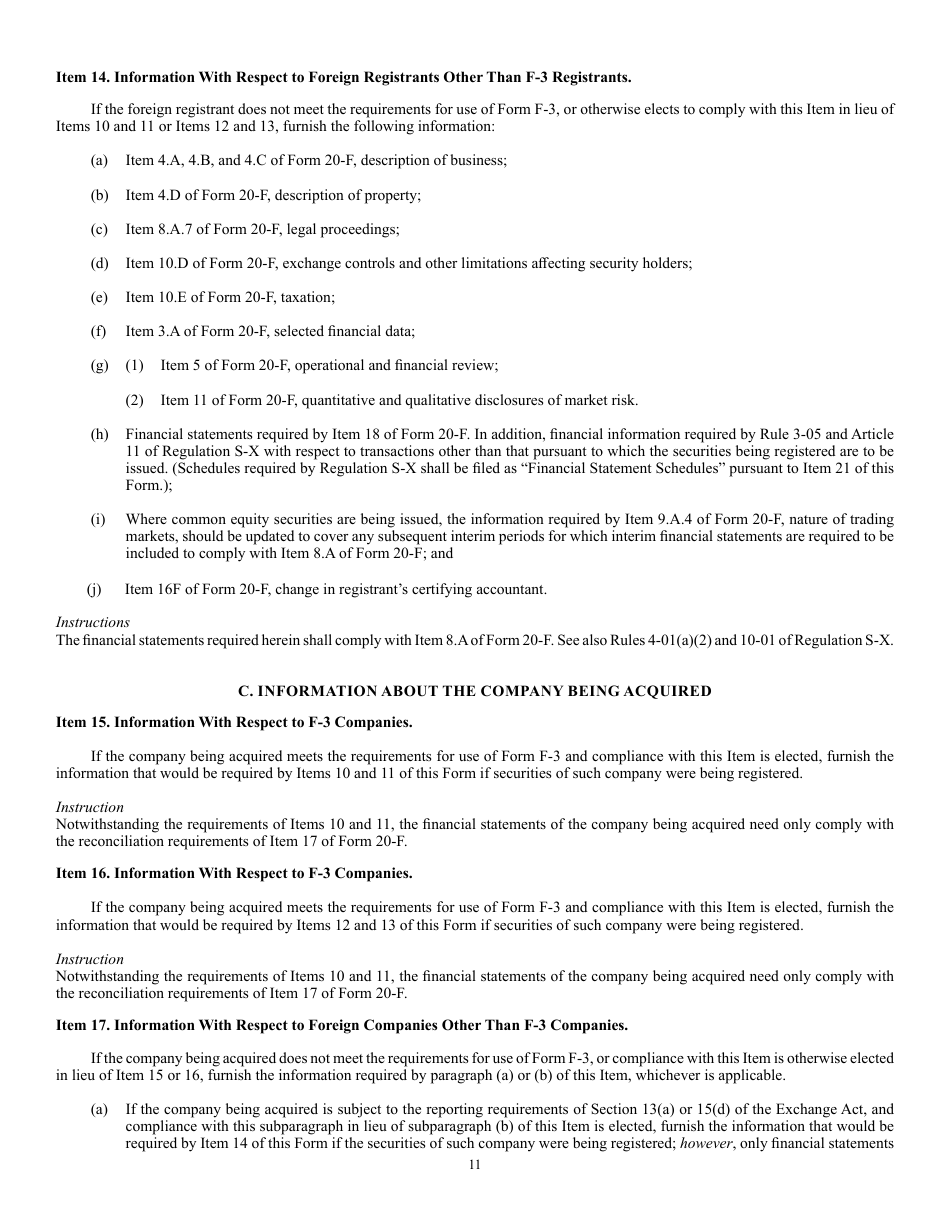 Form F-4 (SEC Form 2078) Registration Statement Under the Securities Act of 1933, Page 11