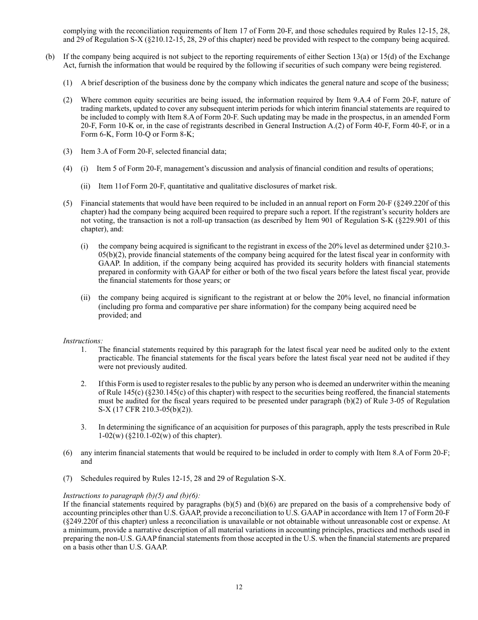 Form F-4 (SEC Form 2078) Registration Statement Under the Securities Act of 1933, Page 12