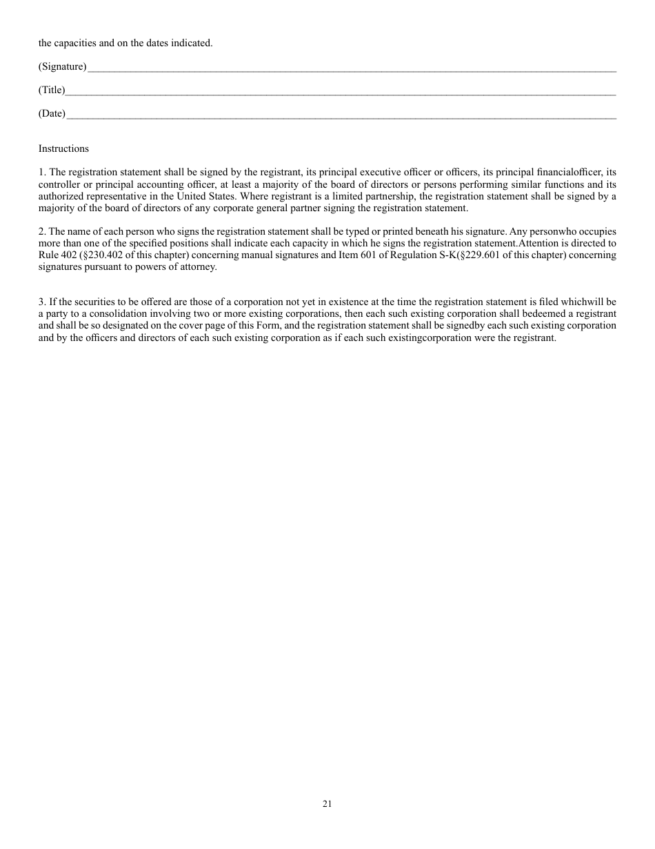 Form F-4 (SEC Form 2078) Registration Statement Under the Securities Act of 1933, Page 21