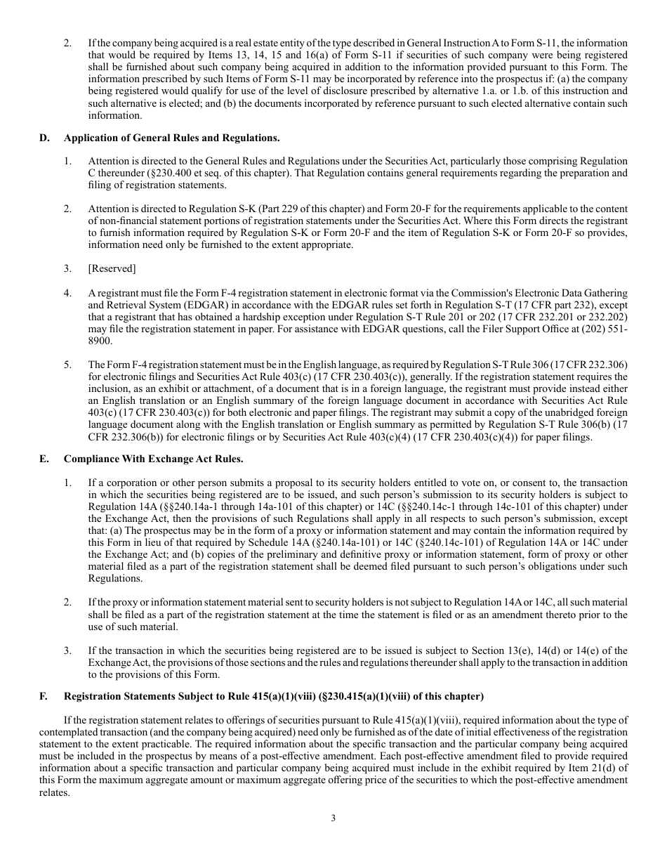 Form F-4 (SEC Form 2078) Registration Statement Under the Securities Act of 1933, Page 3