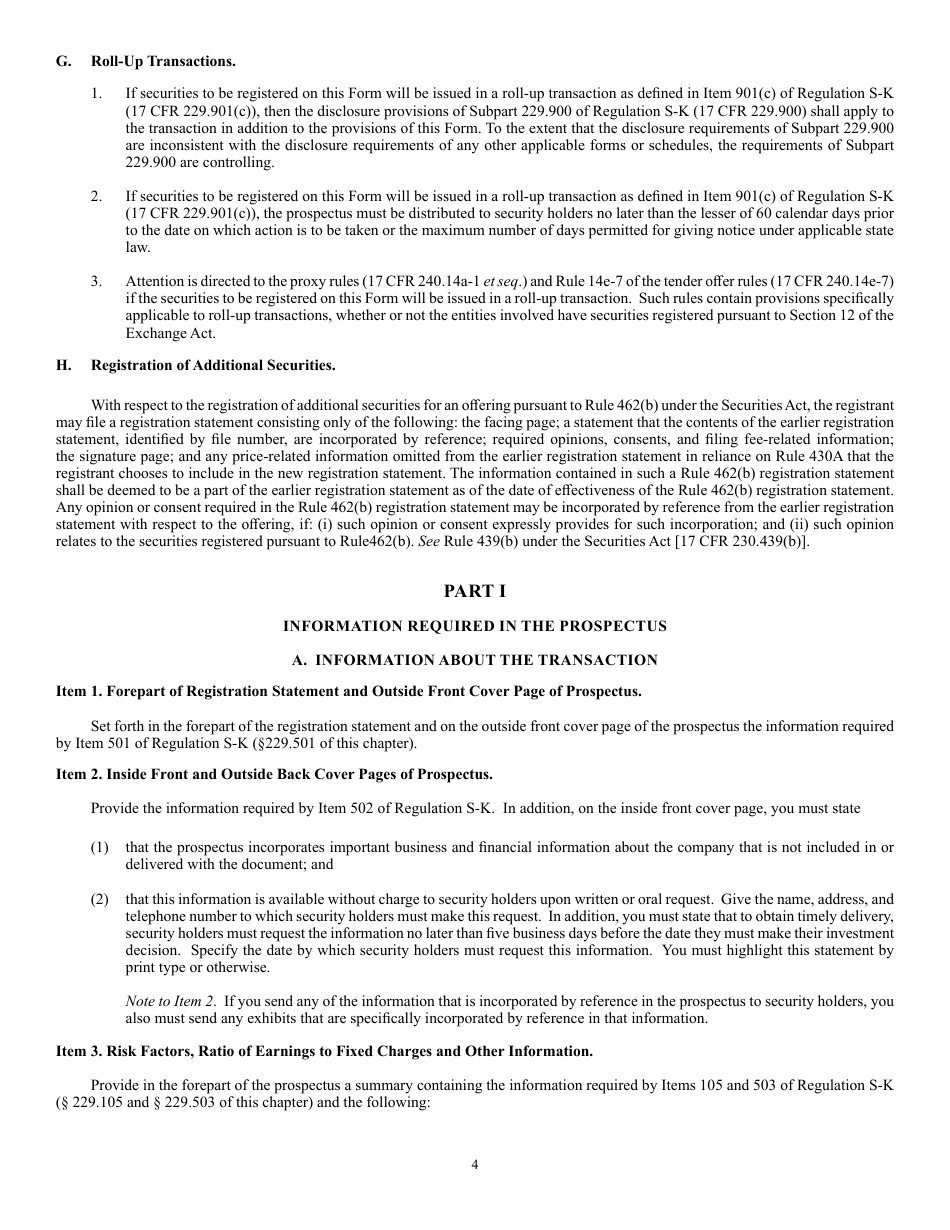 Form F-4 (SEC Form 2078) Registration Statement Under the Securities Act of 1933, Page 4