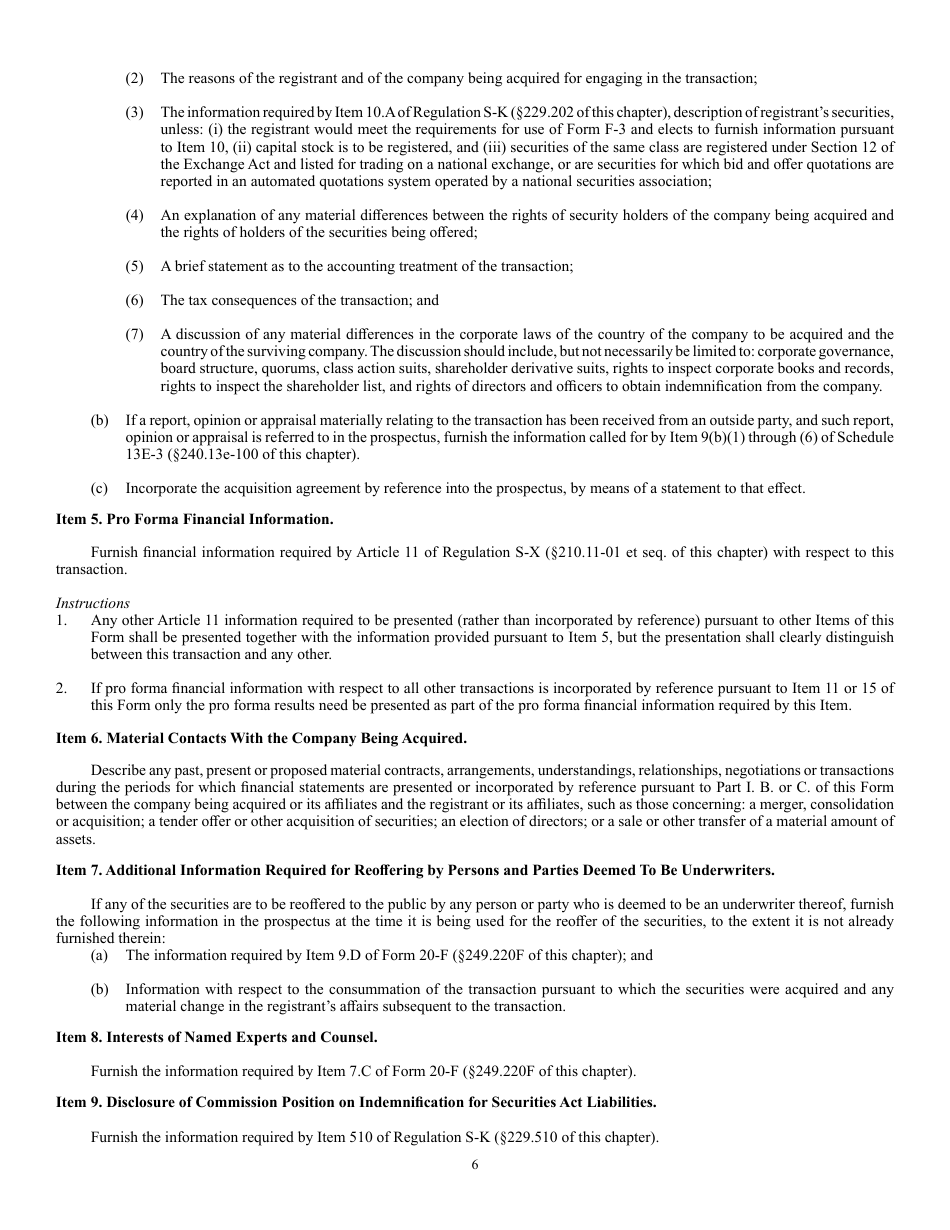 Form F-4 (SEC Form 2078) Registration Statement Under the Securities Act of 1933, Page 6