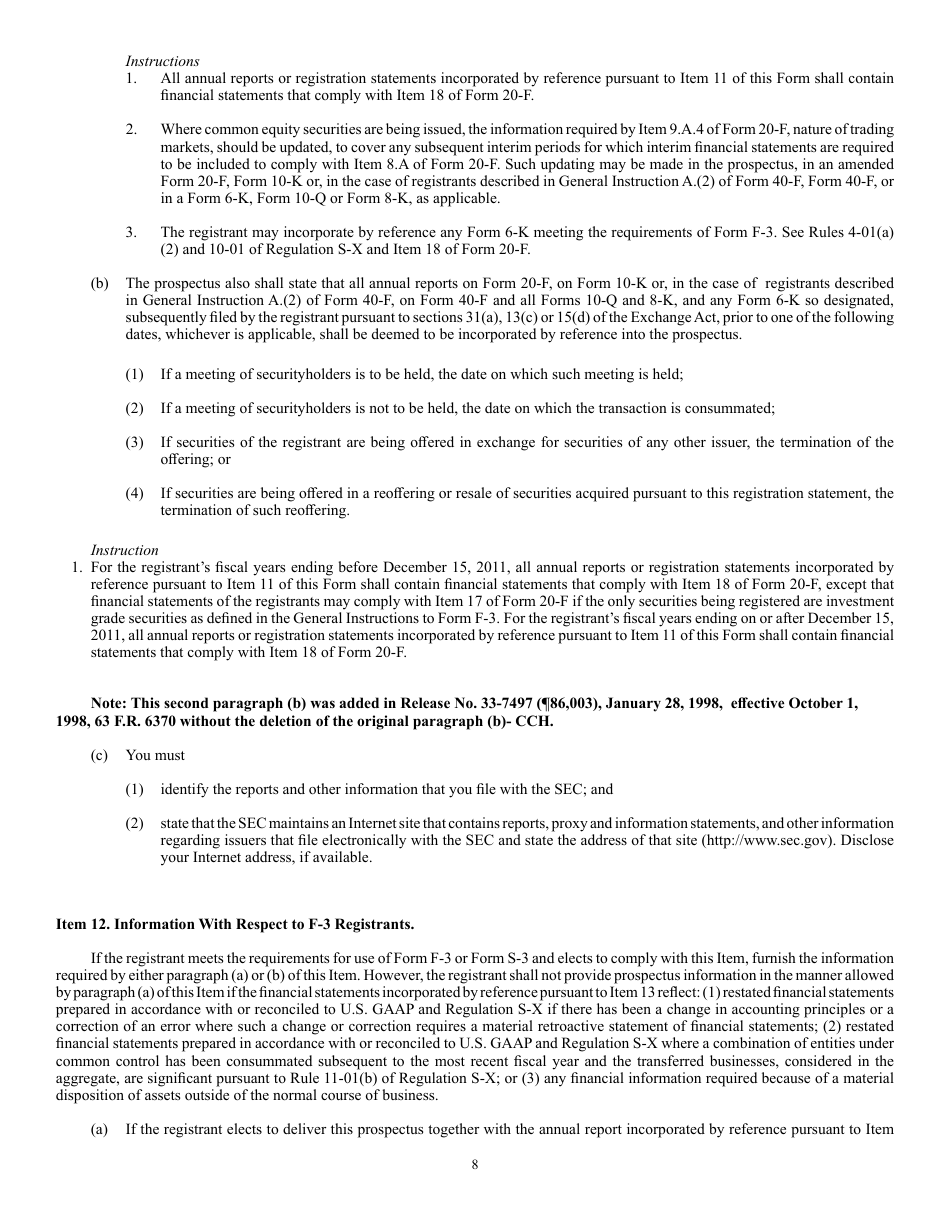 Form F-4 (SEC Form 2078) Registration Statement Under the Securities Act of 1933, Page 8