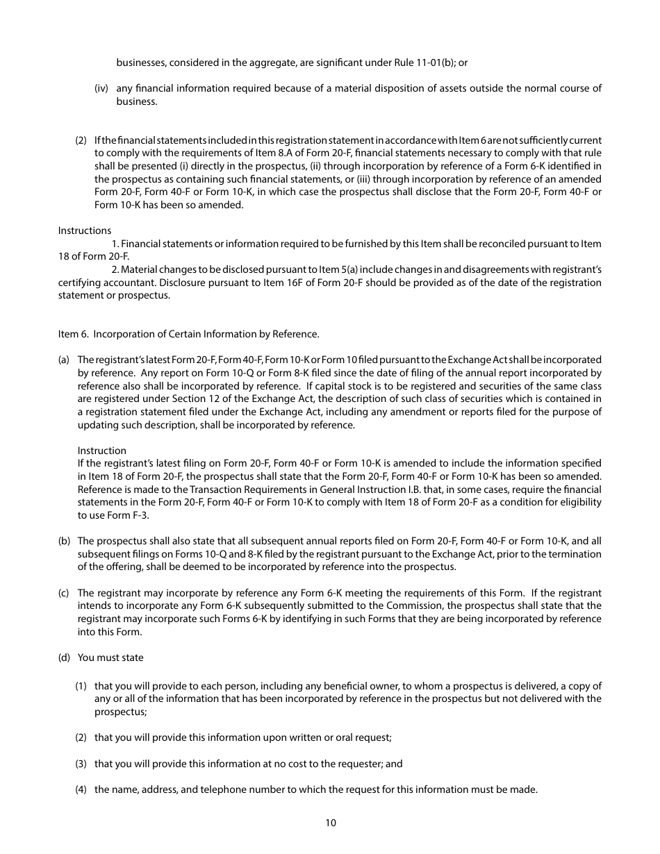 Form F-3 (SEC Form 1983) Registration Statement Under the Securities Act of 1933, Page 10