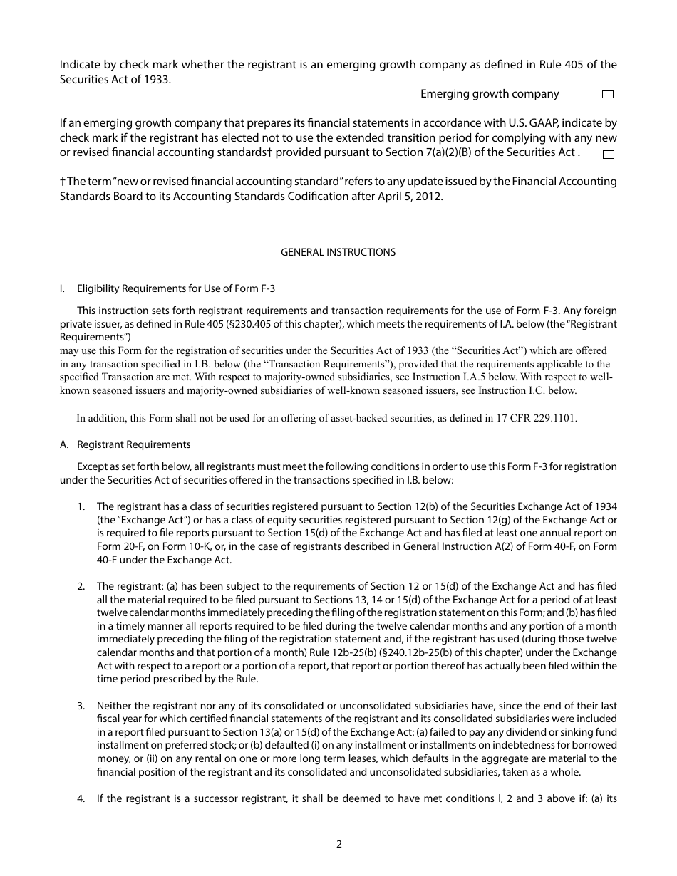 Form F-3 (SEC Form 1983) Registration Statement Under the Securities Act of 1933, Page 2