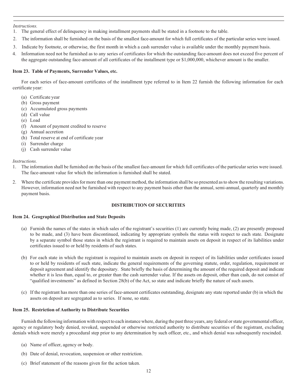 Form N-8B-4 (SEC Form 1285) Registration Statement of Face-Amount Certificate Companies Pursuant to Section 8(B) of the Investment Company Act of 1940, Page 12