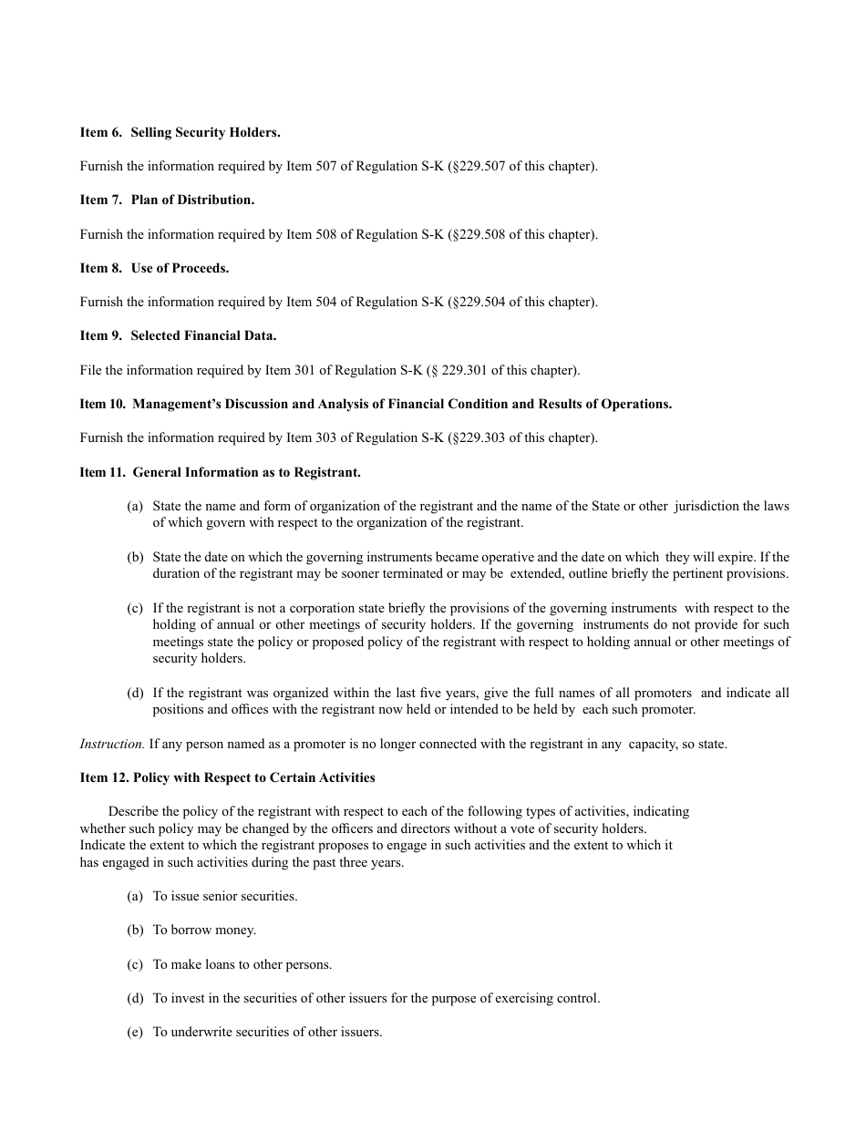 Form S-11 (SEC Form 907) Registration Under the Securities Act of 1933 of Securities of Certain Real Estate Companies, Page 6
