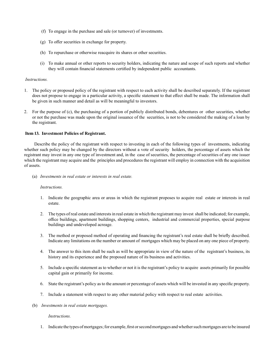 Form S-11 (SEC Form 907) Registration Under the Securities Act of 1933 of Securities of Certain Real Estate Companies, Page 7