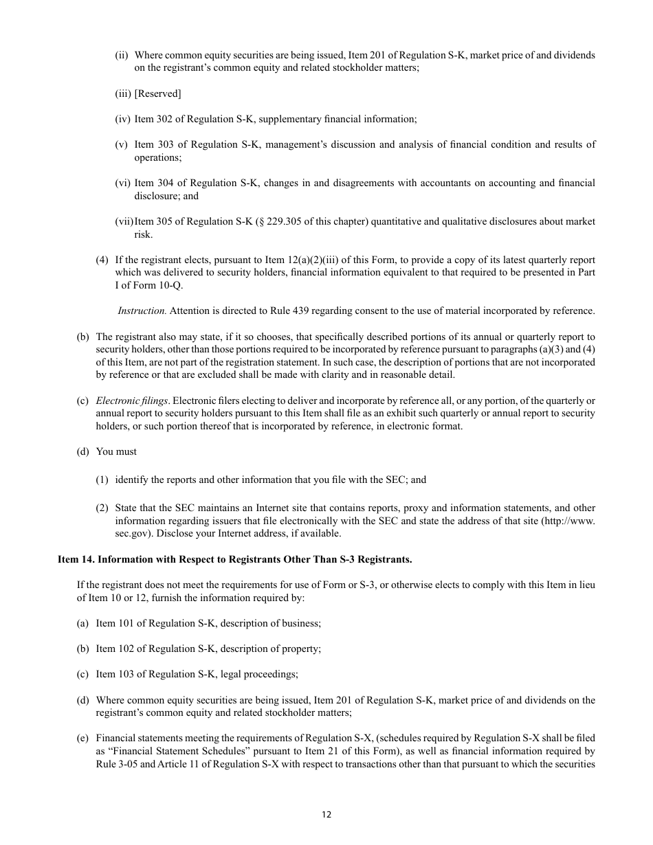 Form S-4 (SEC Form 2077) Registration Statement Under the Securities Act of 1933, Page 12