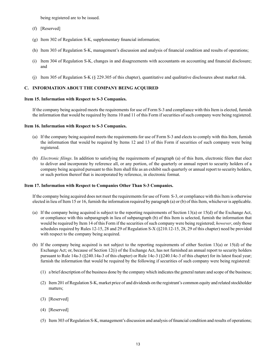 Form S-4 (SEC Form 2077) Registration Statement Under the Securities Act of 1933, Page 13