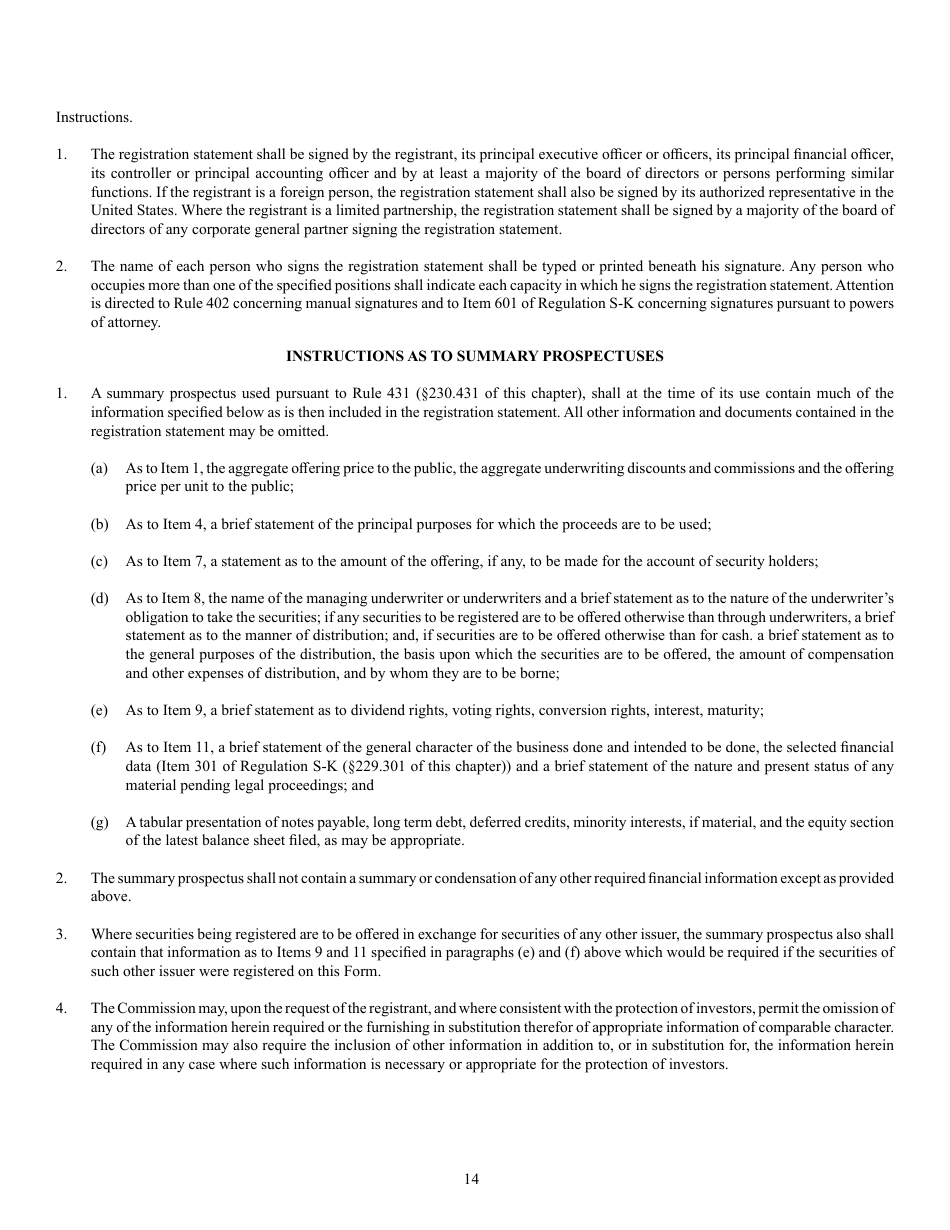 Form S-1 (SEC Form 870) Registration Statement Under the Securities Act of 1933, Page 14