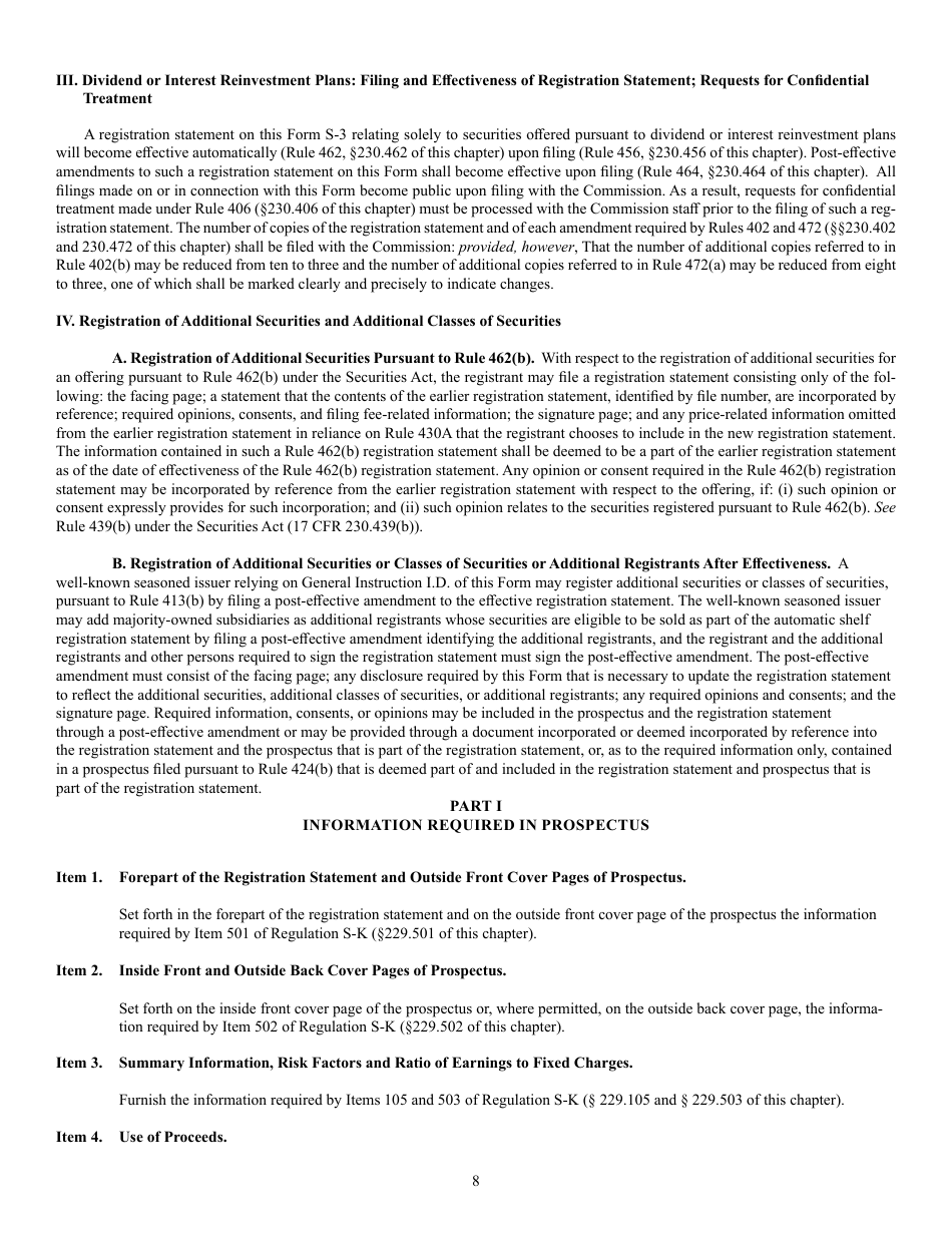 Form S-3 (SEC Form 1379) Registration Statement Under the Securities Act of 1933, Page 8