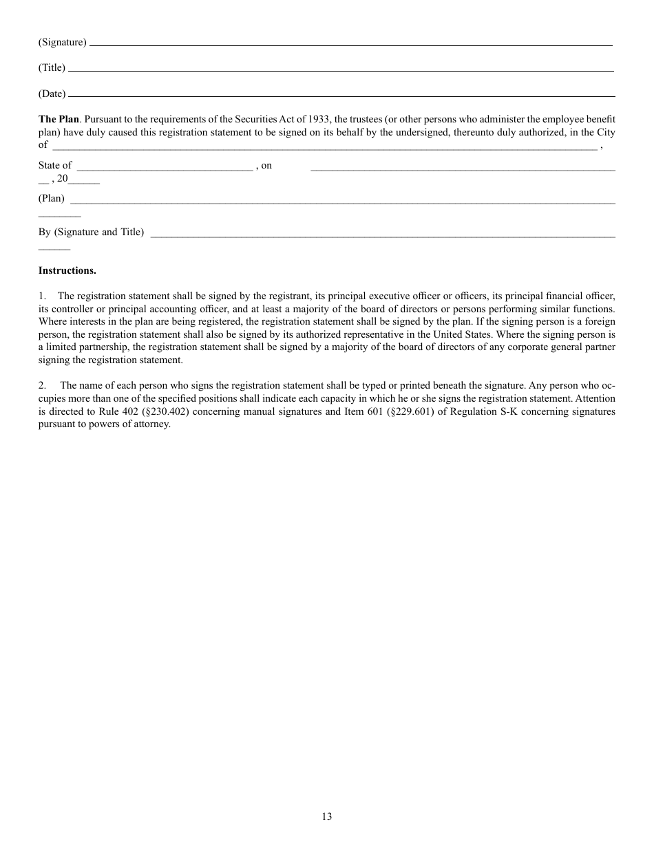 Form S-8 (SEC Form 1398) Registration Statement Under the Securities Act of 1933, Page 13