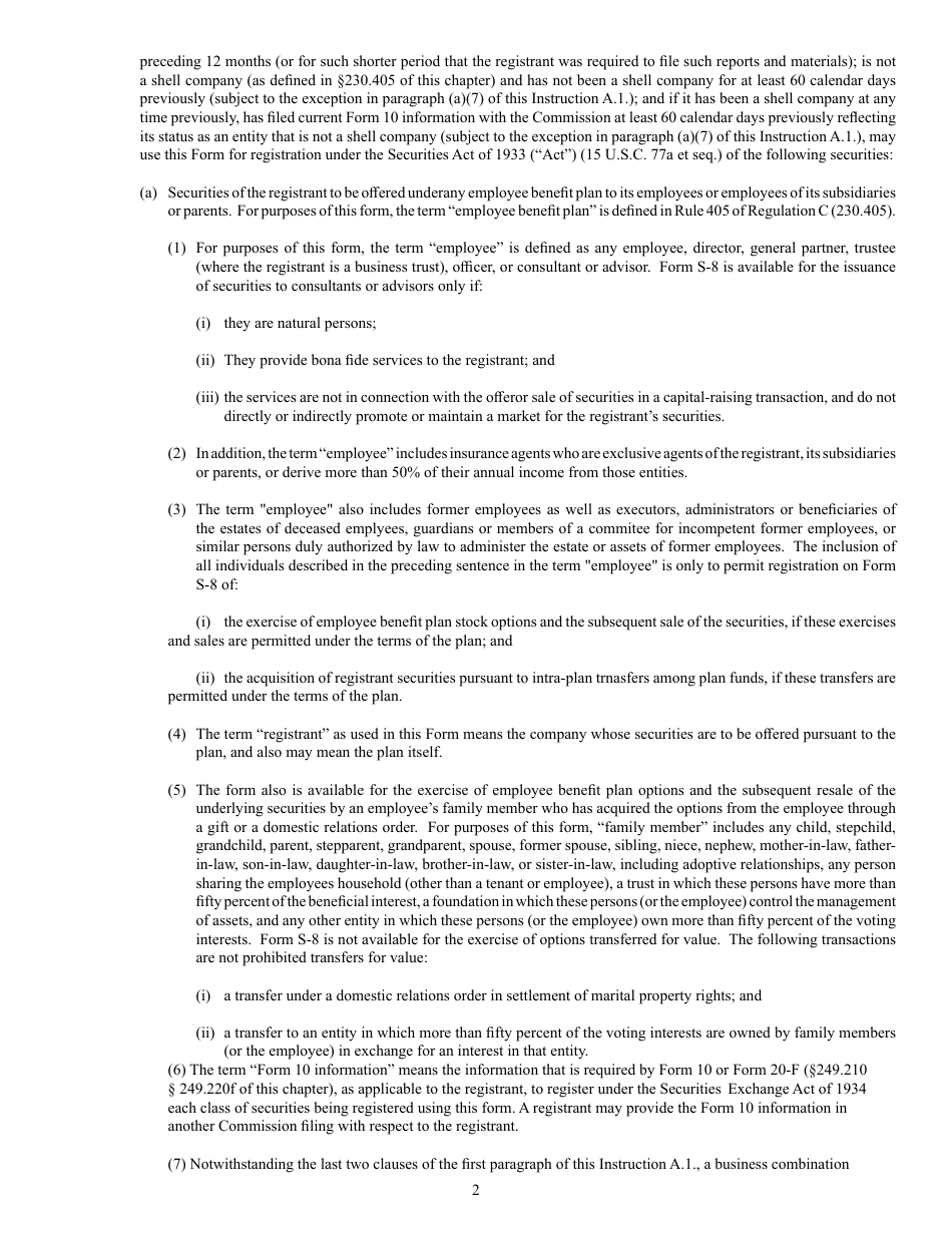 Form S-8 (SEC Form 1398) Registration Statement Under the Securities Act of 1933, Page 2