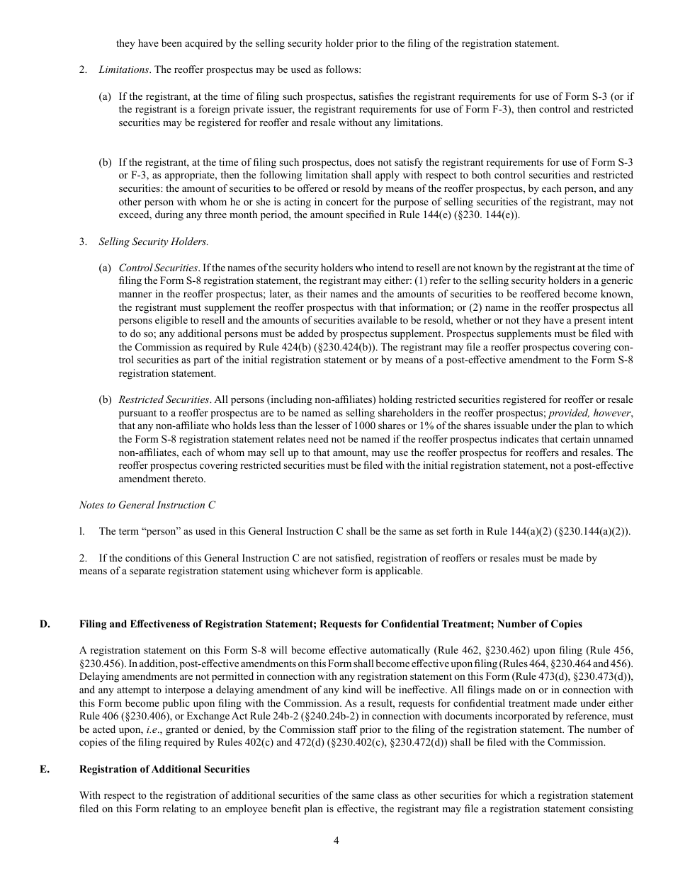 Form S-8 (SEC Form 1398) Registration Statement Under the Securities Act of 1933, Page 4