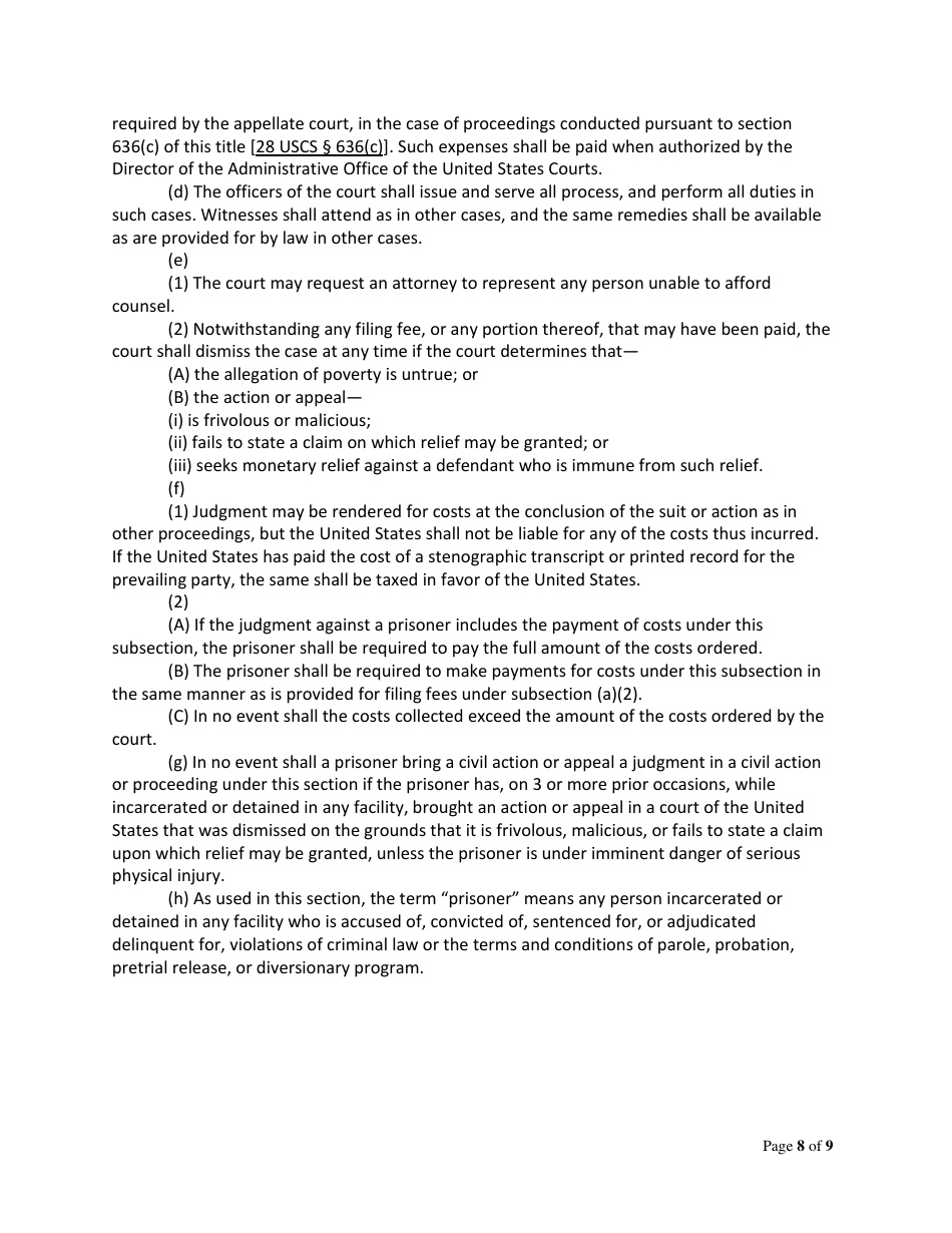 Motion to Proceed Without Prepaying Filing Fee--with Required Affidavit and Authorization (Incarcerated Party) - Utah, Page 8