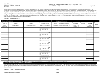 Document preview: Form 3400-228 Septage: Servicing and Facility Disposal Log - Wisconsin