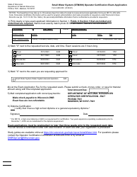 Form 3400-839 Small Water System (Otm/Nn) Operator Certification Exam Application - Wisconsin