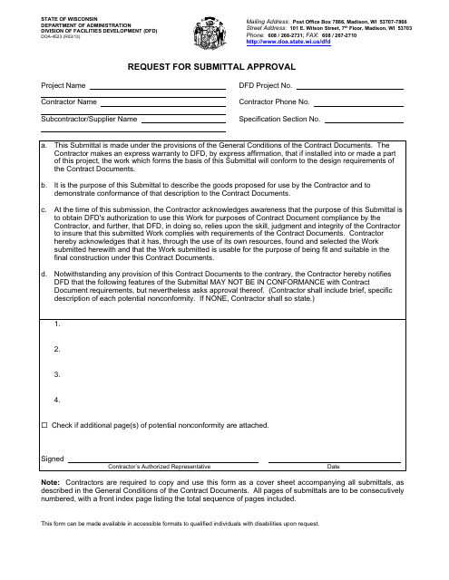 Form DOA-4523  Printable Pdf