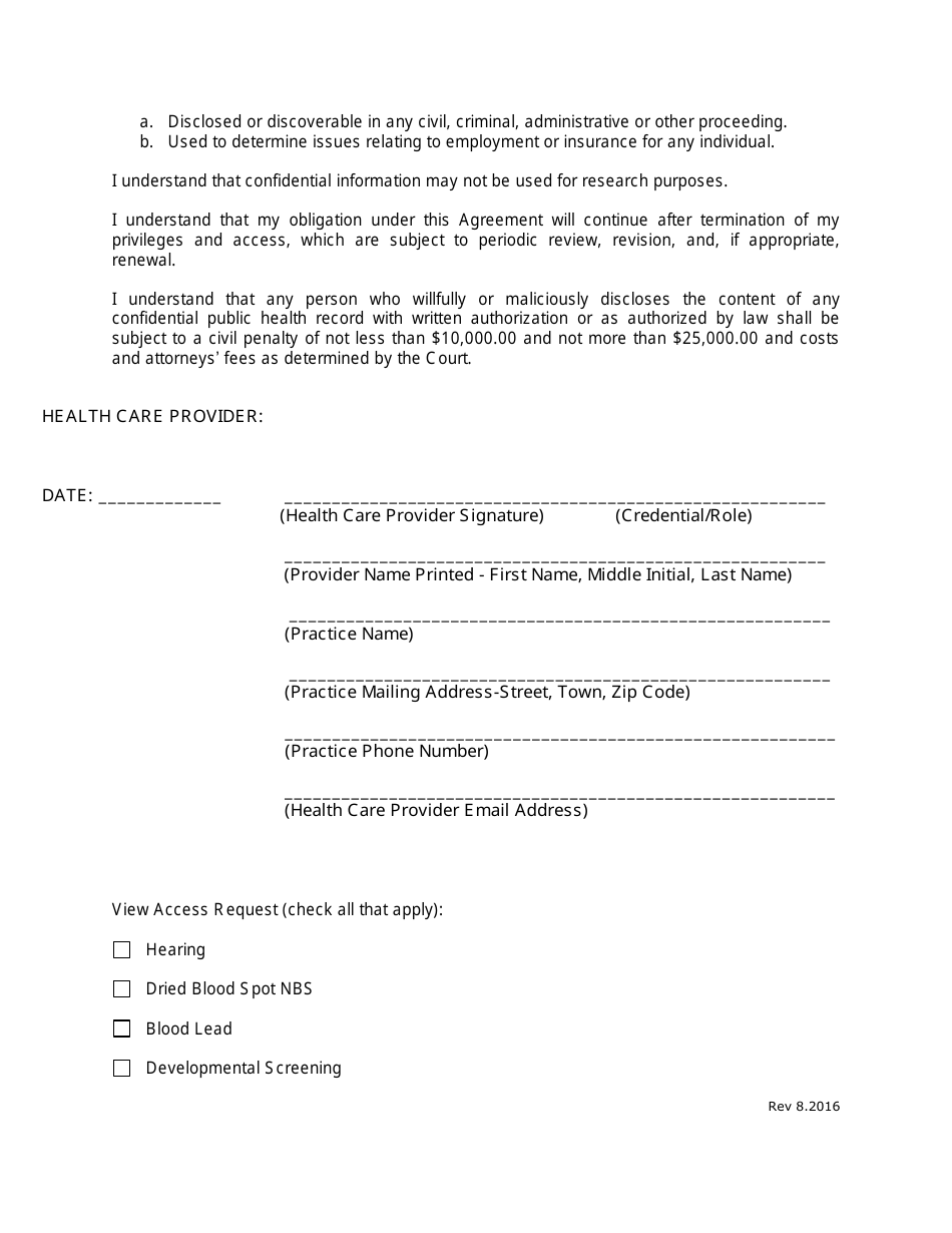 Vermont Access And Confidentiality Privilege Agreement - Fill Out, Sign 