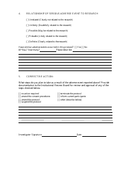 Serious Adverse Event Report Form - Massachusetts, Page 5