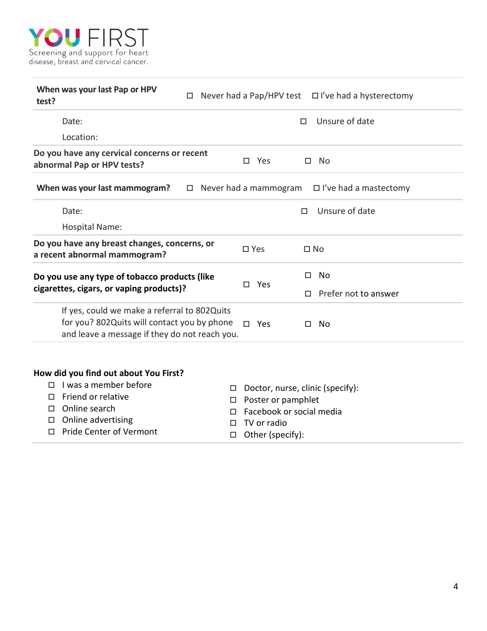 You First Membership Application - Vermont, Page 4
