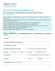 Document preview: You First Membership Application - Vermont